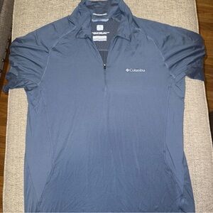 Columbia Omni Wick Evap Polo Shirt Blue 1/4 Zip Omni Freeze